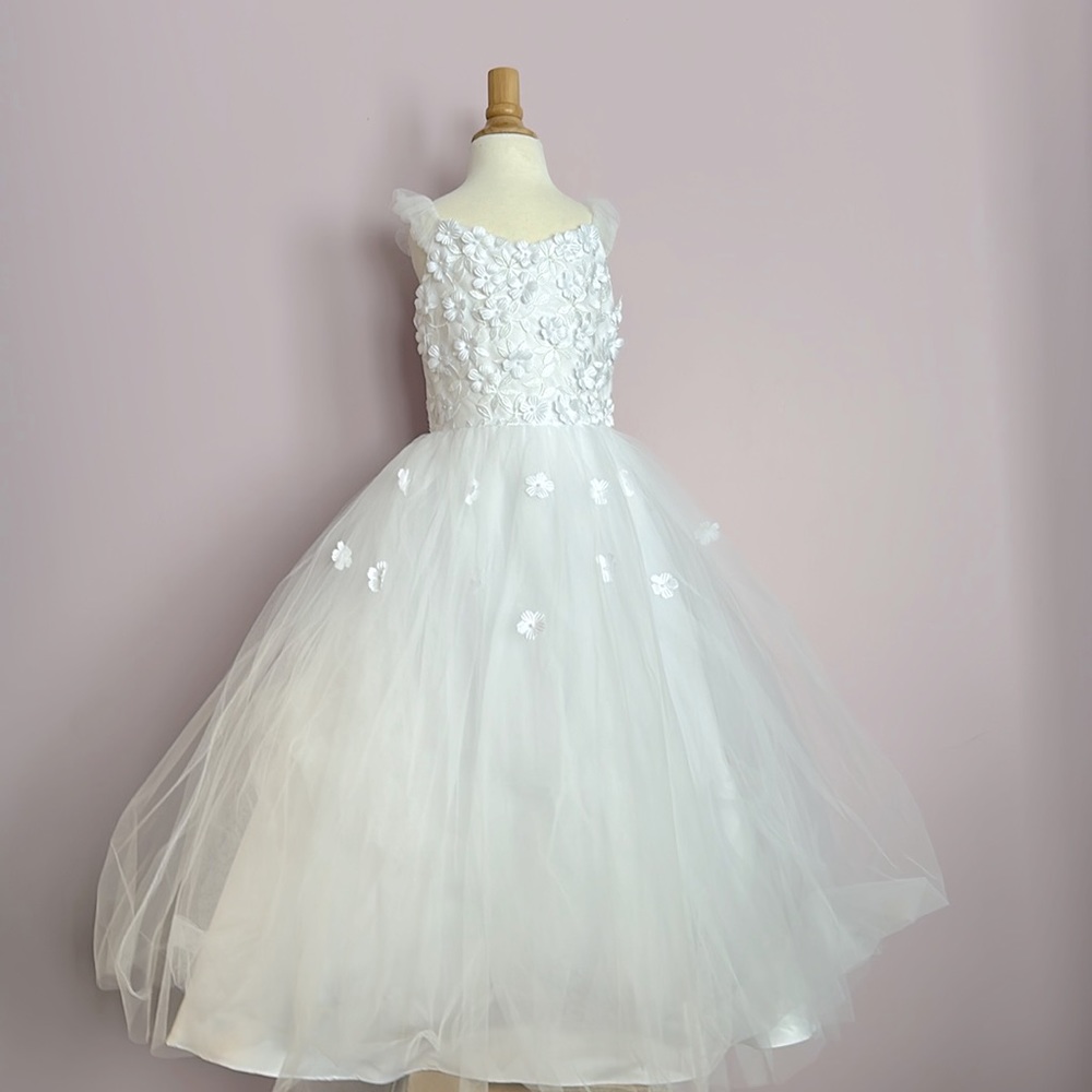 Girls Mini Bride; First Communion Dress, White Floral; 2 avlbl (TWINS)